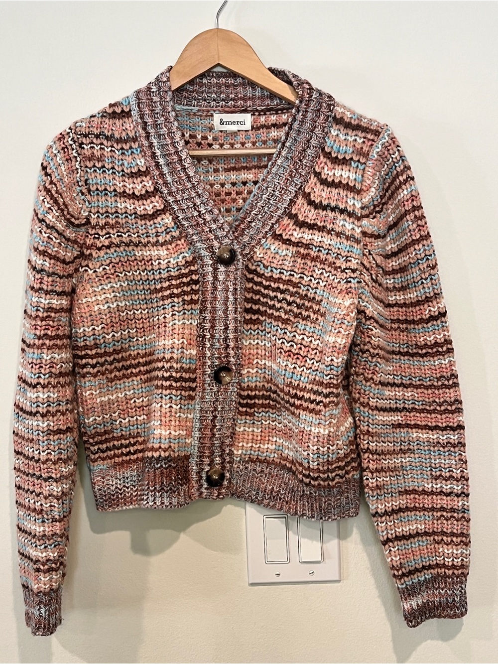 &merci Multicolor Striped uKnit Cardigan - Pink & Brown